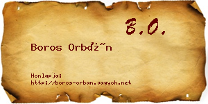 Boros Orbán névjegykártya
